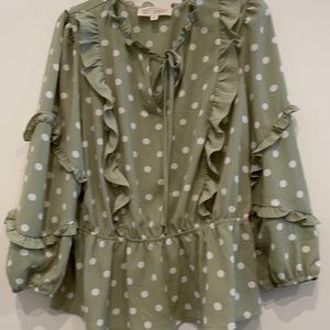 Polkadot Mint Green Blouse